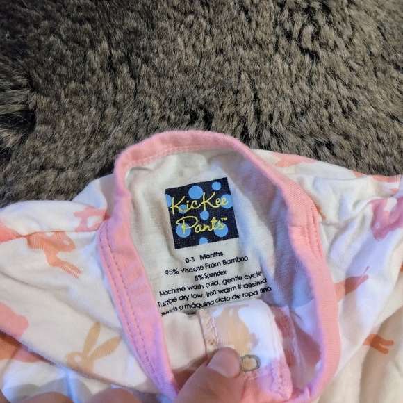 KicKee Pants Baby Bunny Pink Sleeper Size 0-3 Months - Picture 2 of 3